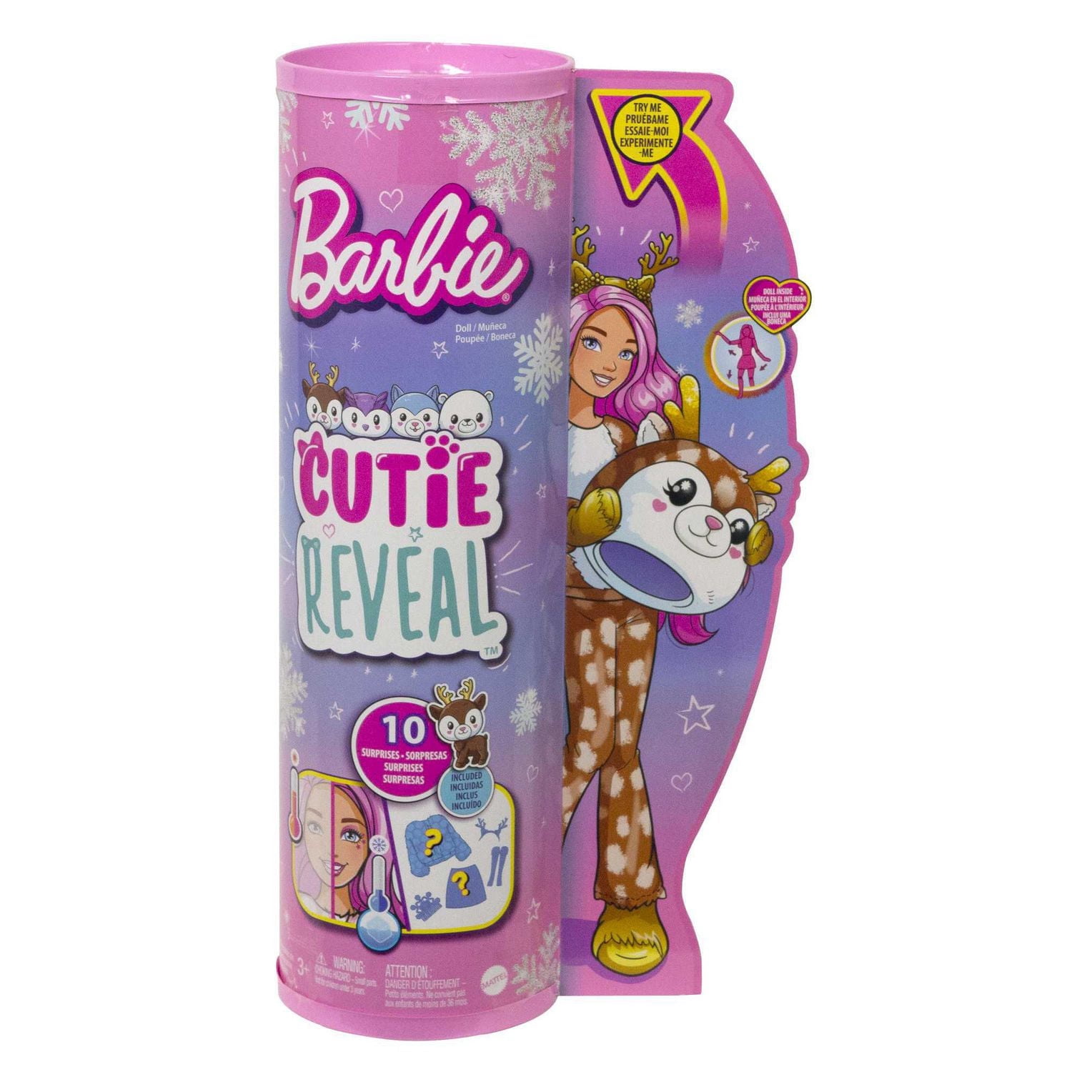 Barbie Cutie Reveal Éclat de flocon de neige Poupée, biche
