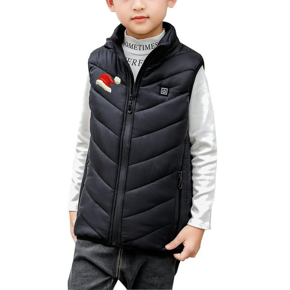 Edvintorg 4-15Years Children Sleeveless Waistcoat Boys Girls Usb Electric Heated Lightweight Rechargeable Heating Waistcoat Down Jacket Coat Children's Outerwear