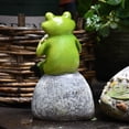 thumbnail image 4 of JJKBVCLO Fro g Garden Statue Statue, Fro g Sitting On Stone Statue, Decorating Garden, 4 of 7