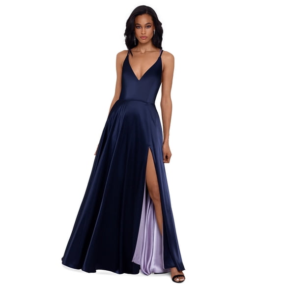 Betsy & Adam - Vestido ajustado y acampanado con lazo en la espalda para mujer, azul, 8