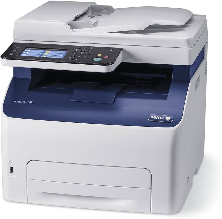 Xerox WorkCentre 6027/NI Wireless Color Multifunction Printer – Print, Copy, Scan, Fax, 18 ppm, 1200 x 2400 dpi, USB, Ethernet, Wi-Fi, 150-Sheet Input Tray