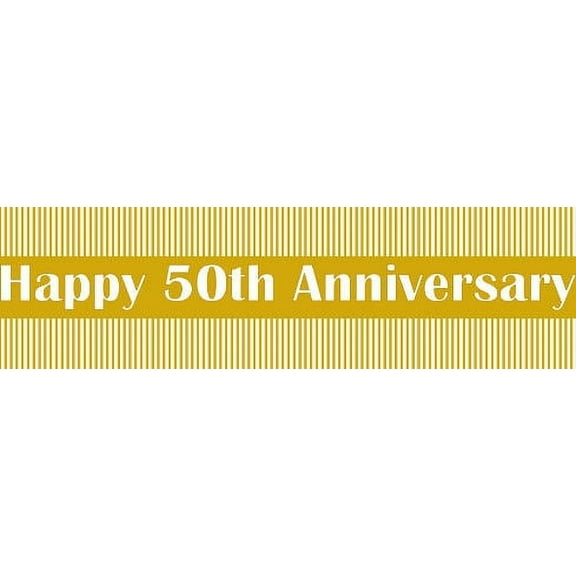 Happy 50th Anniversary Edible Cake Border Decoration Banner - Stripes