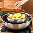thumbnail image 2 of Bewildely Bandeja para cocinar al vapor de acero inoxidable con asa para un fácil manejo Bandeja para cocinar al vapor de acero inoxidable 304 Cocina y Comedor 22cm, 2 of 6