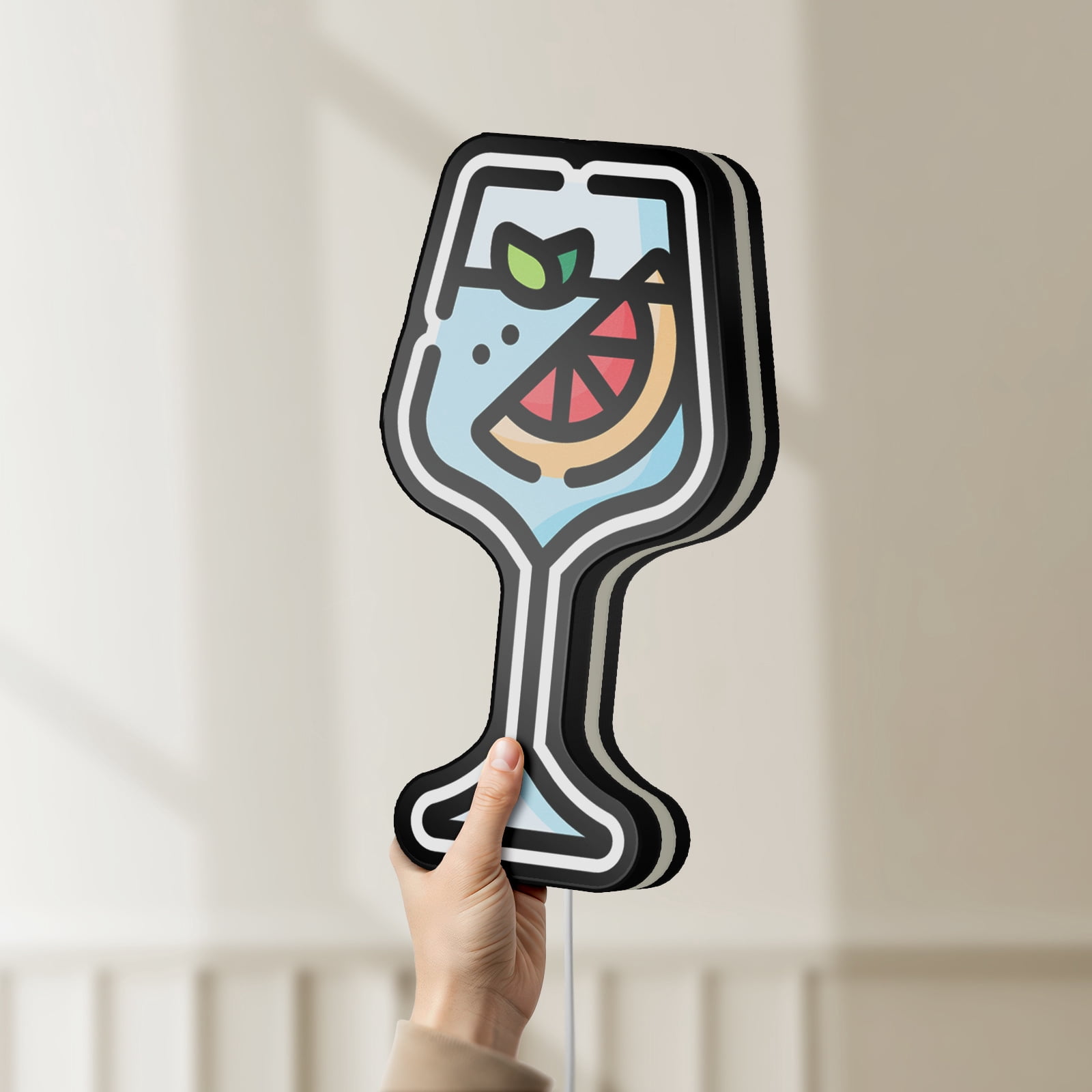 Bar Gin Tonic 3D Novelty Light Box, Pub and Cocktail Lamp Decor for Drink Lovers and Nightlife Enthusiasts (Width 24 inch, 60cm)
