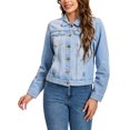 thumbnail image 1 of INSPIRE CHIC Women's Jean Jacket Turn Down Collar Long Sleeve Washed Button Up Casual Denim Jackets S Light Blue, 1 of 1