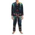 thumbnail image 3 of Yiaed Starry Sky Moon Wolf Leader Print Men’s Pajamas Set - Long Sleeve Button Down Sleep Shirt and Pajama Bottoms Sleepwear Set Mens Pjs Sets Men's Pajama Bottoms-Large, 3 of 7