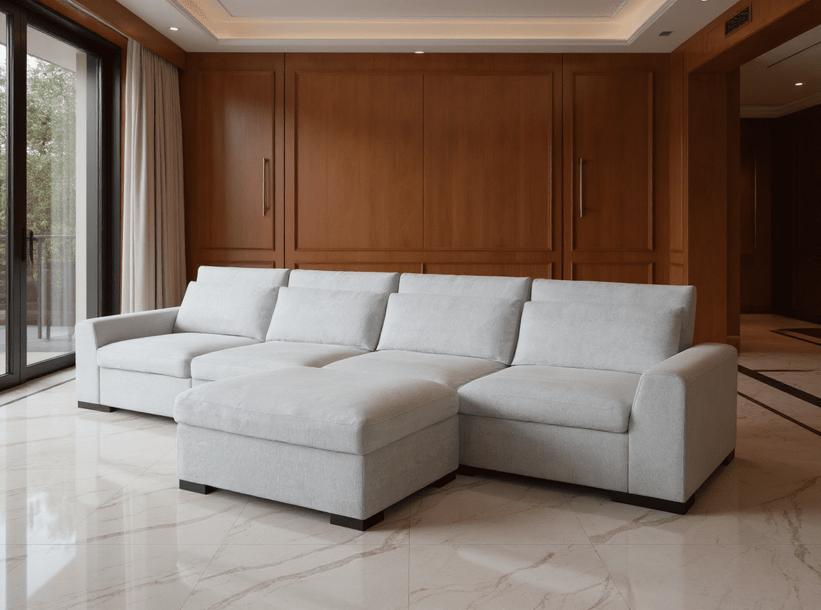 Gewnee 149” Modular Sectional Sofa with Ottoman, L Shaped Corduroy Cloud Couch with Chaise, Modular Sleeper Furniture Sofa Couch Set for Living Room