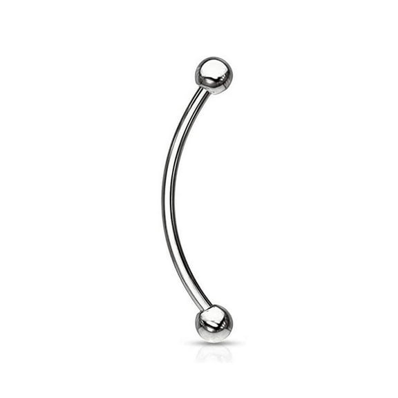 Surgical Steel Curved Barbell Tongue Ring 16 Gauge Snake Eye - Pair