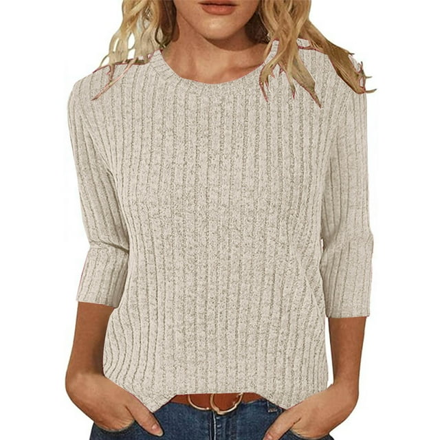 Hauts à Manches 3/4 pour Femmes T-Shirts Tuniques pour Femmes Blouses 3/4 pour Femmes Hauts pour Femmes Tendance Hauts Décontractés pour Femmes Blouses d'Été pour Femmes 2026(S)