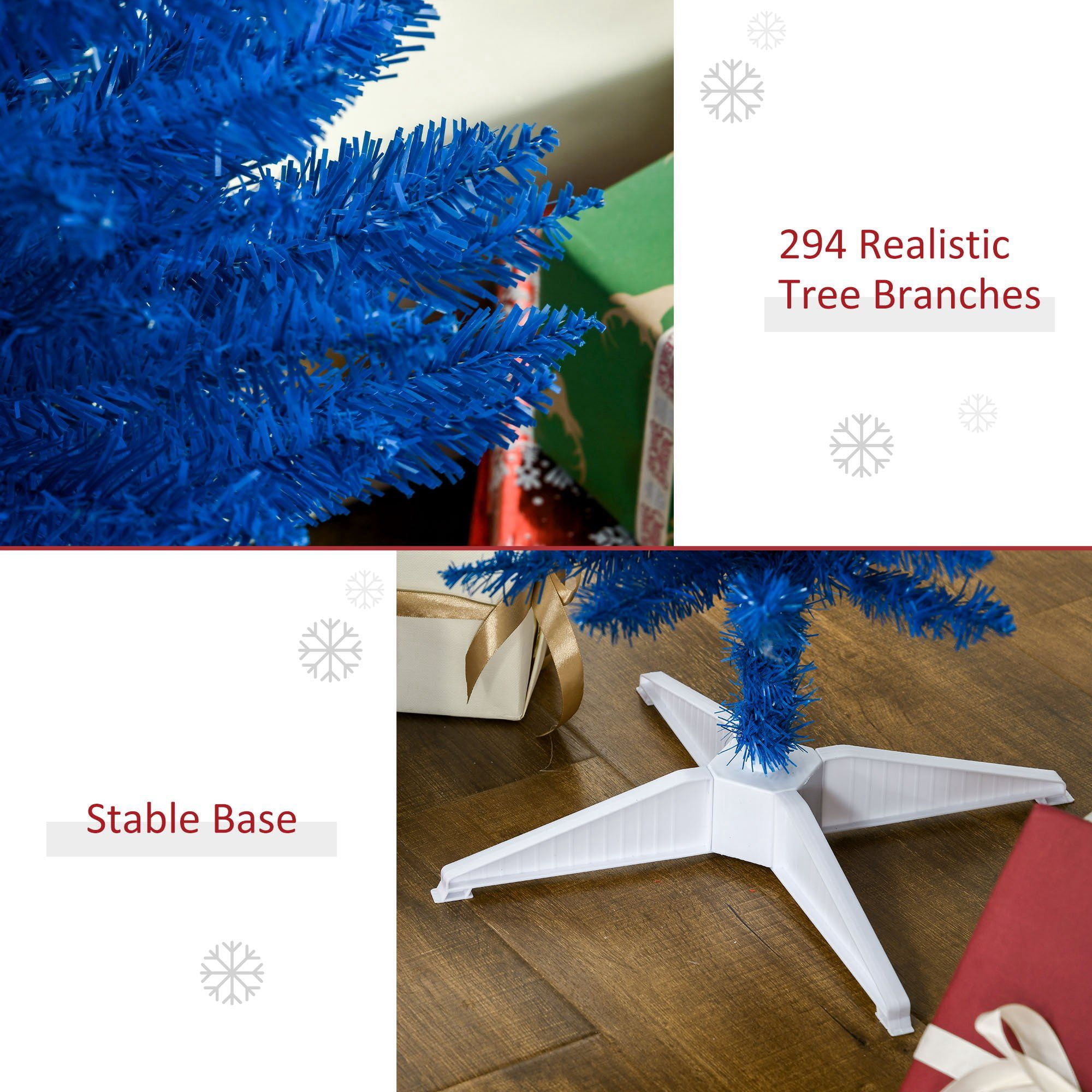 Pencil Christmas Tree, 5 ft Artificial Holiday Tree with 294 Branch Tips and Plastic Stand, Slim Space-Saving Design for Small Rooms and Apartments
