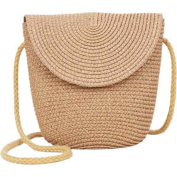 Women's Straw Bucket Bag Crossbody Shoulder Bag Summer Handbag