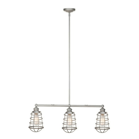 Wire Cage Pendant Design House 519744 Ajax Industrial Modern 3-Light Indoor Pendant with Metal Wire Cage for Dining Room Kitchen Foyer, Galvanized Steel ()