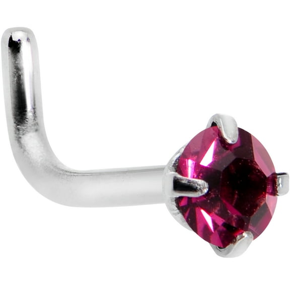 Body Candy Stainless Steel 3mm Purplish Accent L-Shape Nose Ring 18 Gauge 1/4"