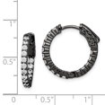 thumbnail image 2 of Primal Silver Sterling Silver Black-plated Cubic Zirconia In and Out Round Hinged Hoop Earrings, 2 of 6