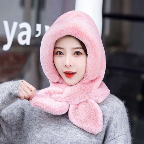 Women's Faux Fur Scarf Hat Set Winter Cover Ears Beanie Hat Ear Flaps Ski Snow Hats