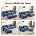 thumbnail image 3 of CHITOOMA 111" Modular Sectional Sofa with 2 Movable Ottomans, U-Shaped Oversized 3-Seat Chenille Cloud Sofa with 5 Pillows for Living Room, Blue, 3 of 9