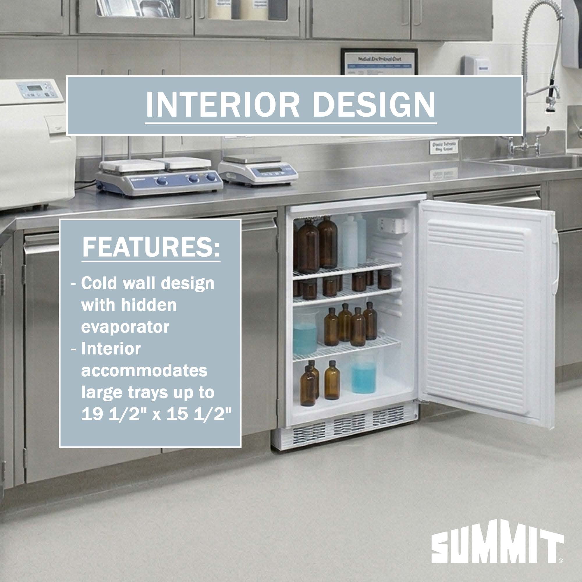 Accucold 24 Inch Refrigerator, 5.5 cu.ft., Undercounter, Commercial, General Purpose Medical, White - FF7LWGPC
