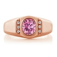 thumbnail image 2 of Gem Stone King 18K Rose Gold Plated Silver Men's Ring Pink Moissanite Created Sapphire (1.44 Cttw), 2 of 6