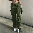 thumbnail image 4 of CAICJ98 Panties for Women Women's Casual High Waist Fold Pleated Straight Leg Trousers Work Pants with Pocket Green,XL, 4 of 5