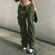 thumbnail image 5 of Gibobby Pantalones deportivos tipo cargo para mujer Pantalones de con cintura de mezclilla, pantalones cortos rasgados para mujer, pantalones informales para mujer(Verde,G), 5 of 5