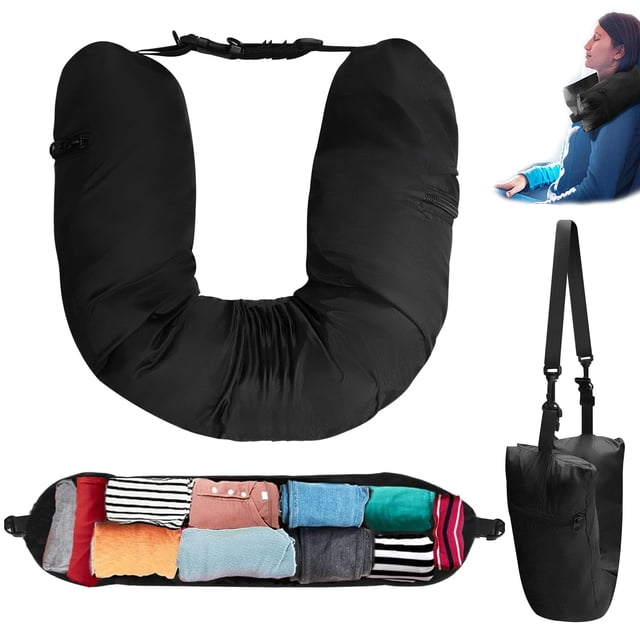 Almohada de viaje Keuye que se puede rellenar con ropa para viajes de 3 días