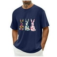 thumbnail image 5 of Plus Size Shirts for Men under $5 Short Sleeve Round Neck Easter Eggs Rabbit Print Shirt Navy S, 5 of 5