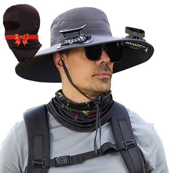 Solar Fan Hat,Solar Powered Fan Hat,Wide Brim Solar Fan Hat Outdoor Wide Brim Sun Hat Solar Panel Fan Hat Solar Hat With Built In Fan With 2 Solar Fan Fishing Hat For Men - Removable & Usb Charging