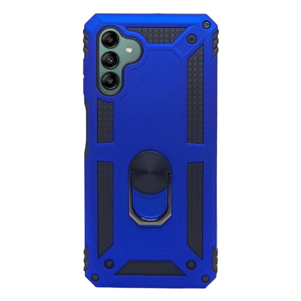 Funda Uso Rudo Con Anillo Magnético Para Samsung A04s Azul Rey Más 2 Micas De Cristal