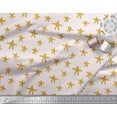 thumbnail image 2 of Soimoi Gold Georgette Viscose Fabric Starfish Ocean Print Fabric by the Yard 42 Inch Wide, 2 of 3