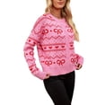 thumbnail image 3 of Women'S Valentine'S Day Love Heart Cardigan Cute Soft Open Front Knit Sweater Rose Red S, 3 of 10