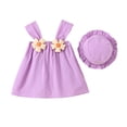 thumbnail image 1 of Ashirexll Robe Fille Sans Manches à Col Rond Couleur Unie Robe en Mélange de Coton Longueur Genou Violet 2 Ans, 1 of 6