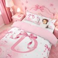 thumbnail image 3 of meiyoeat Girly Bow Monogrammed D Twin Duvet Cover,Pink Pearl Initial Print Twin Bedding For Girl,Pink Reversible,2pcs,1 Duvet Cover and 1 Pillowcase, 3 of 6