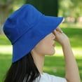 thumbnail image 5 of SikaFu Solid Color Bucket Hat for Women Foldable Sunscreen Panama Fisherman Hat Female Outdoor Sun Prevent Hat Travel Beach Cap, 5 of 6