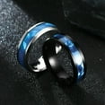 thumbnail image 4 of 6mm Black/Silver Stainless Steel Blue Band Men Women's Ring Size 6-12, 4 of 6
