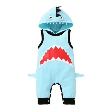 

RPVATI Unisex-Baby Newborn Infant Summer Full Romper Hooded Outfits Cartoon Sleeveless Cotton Bodysuit