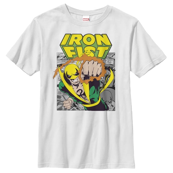 Boy's Marvel Classic Iron Fist Punch  Graphic Tee White Medium