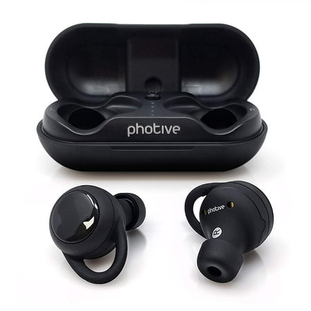 Photive Truly Waterproof Bluetooth Wireless Earbuds. Secure Fit In-Ear Bluetooth Headphones with Long Lasting Rechargeable Battery, compatible with both Android & iOS Smart (Best Truly Wireless Earbuds 2019)