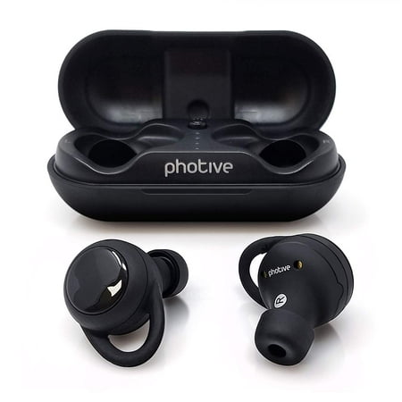 Photive Truly Waterproof Bluetooth Wireless Earbuds. Secure Fit In-Ear Bluetooth Headphones with Long Lasting Rechargeable Battery, compatible with both Android & iOS Smart (Best Battery Life Bluetooth Earbuds)