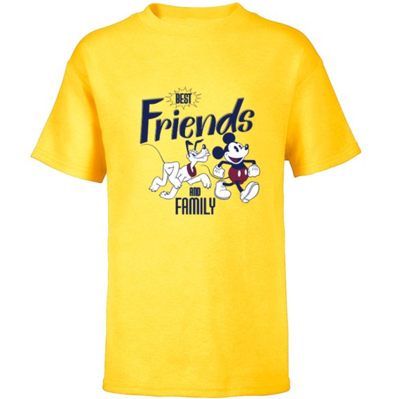 Disney Mickey Mouse and Pluto Best Friends Retro Vintage - Short Sleeve T-Shirt for Kids - Customized-Yellow