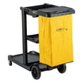 thumbnail image 4 of Clean Tek Professional Black 3-Shelf Janitor Cart - 18 gal Bag, Lid - 44" x 18 1/2" x 39" - 1 count box, 4 of 10