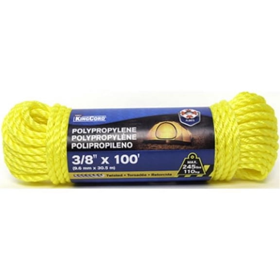 Mibro 300081GV1 0.37 in. x 100 ft. Yellow Polypropylene Twisted Rope