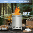 thumbnail image 6 of Portable Smokeless Fire Pit with Grill Grate, Removable Ash Tray, Carry Bag, Stainless Steel, for Outdoor Use (7.1 Inch), 6 of 8