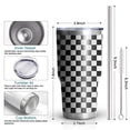 thumbnail image 6 of 30oz Black White Checkered Pattern Tumblers Stainless Steel Tumbler with Lid and Straw,Vacuum Insulated Double Wall Travel Tumbler Cups Mug with Cleaning Brush for Coffee,Tea, 6 of 7