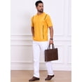 thumbnail image 5 of DARING DIVA Men's Striped Knit Chest Pocket Short Sleeve Vintage Golf Shirts XL Yellow, 5 of 7