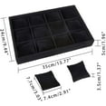 thumbnail image 2 of Bandeja para relojes con 12 ranuras SSuperp de terciopelo apilable negro, 2 of 5