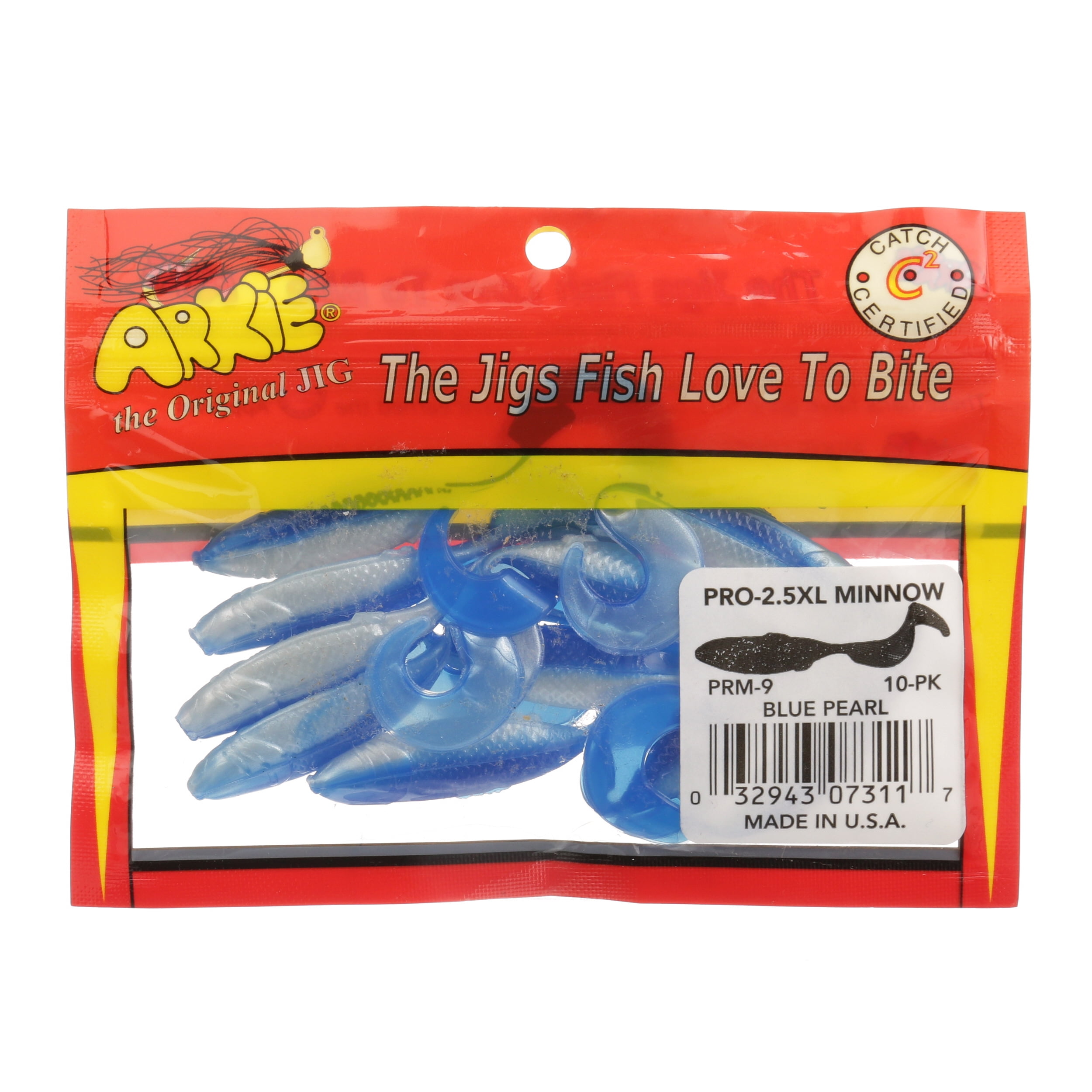 Arkie Lures Pro Model Soft Curl Tail Minnow, Color Blue Pearl, Size 2.5 inch