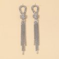 thumbnail image 4 of harmtty 1 Pair Dangle Earrings Temperament Ornamental Shiny Exaggerated Personality Dress Up Accessory Rhinestone Long Tassel Earrings Fashion Jewelry,Silver, 4 of 7