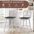 thumbnail image 5 of Costway Set of 2 Bar Stools Swivel Pub Height Chairs w/ Rubber Wood Legs White, 5 of 9