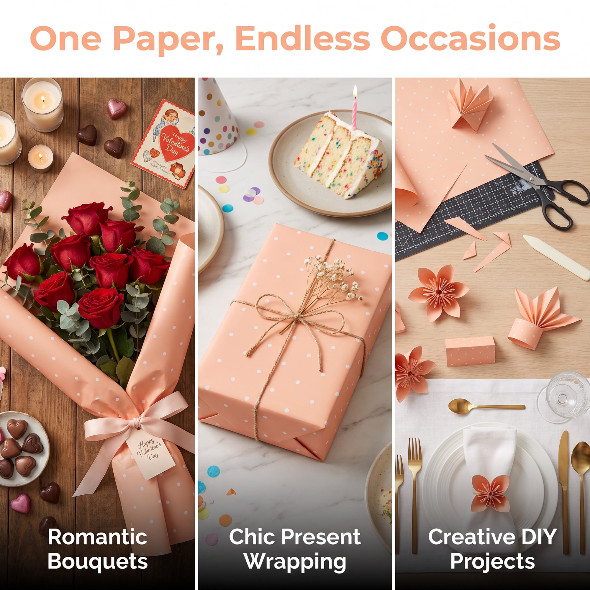Unique Bargains Waterproof Luxury Matte Gift Wrapping Paper for Bouquets Champagne 22"x22"
