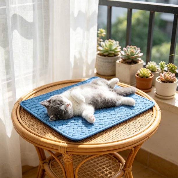 Alfombrilla refrescante para perros y gatos, lavable, con base antideslizante, almohadilla de hielo portátil para aliviar el calor, múltiples tamaños, uso en interiores y exteriores.